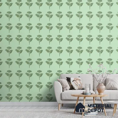 Green Floral Design Wallpaper for Walls